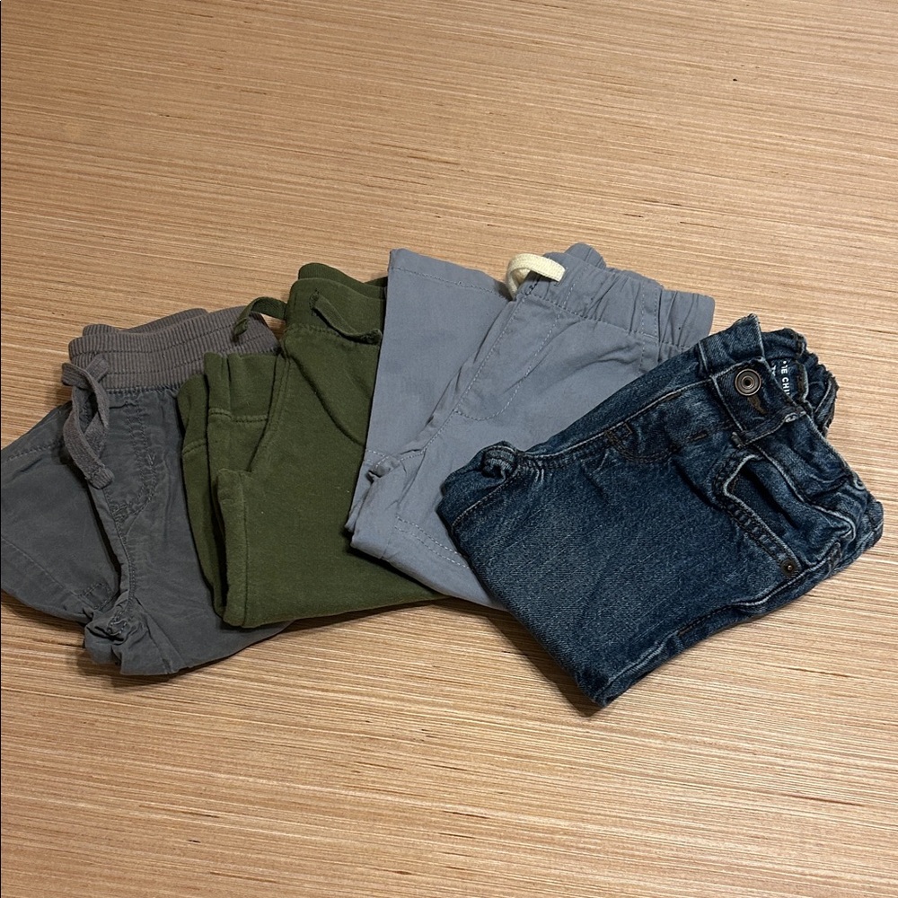 Set of Four Boys' Pants in Various Colors and sizes.